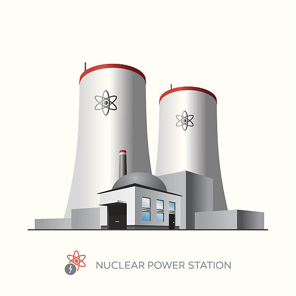 ilustraciones, imágenes clip art, dibujos animados e iconos de stock de central nuclear - environment risk nuclear power station technology