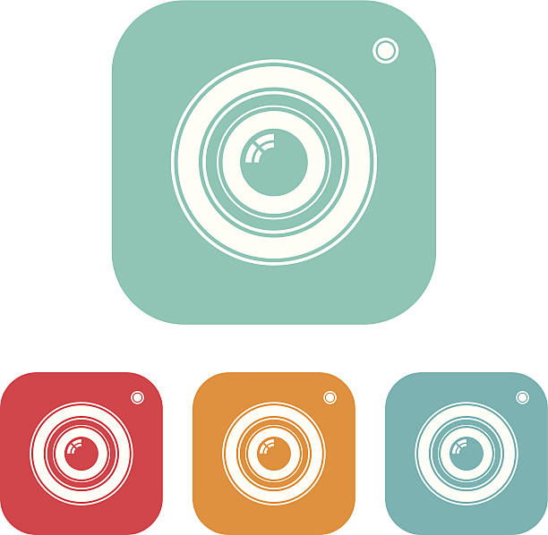 camera icon an editable vector icon design as photo camera telephoto lens stock illustrations