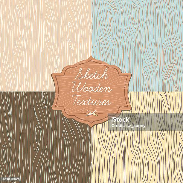 Art Wooden Texture With Signboard Stock Illustration - Download Image Now - Wood Grain, Drawing - Activity, Textured
