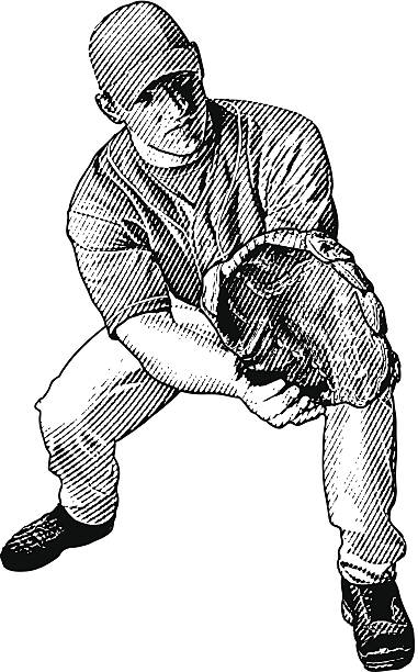 ilustraciones, imágenes clip art, dibujos animados e iconos de stock de jugador de béisbol al - white background baseball one person action