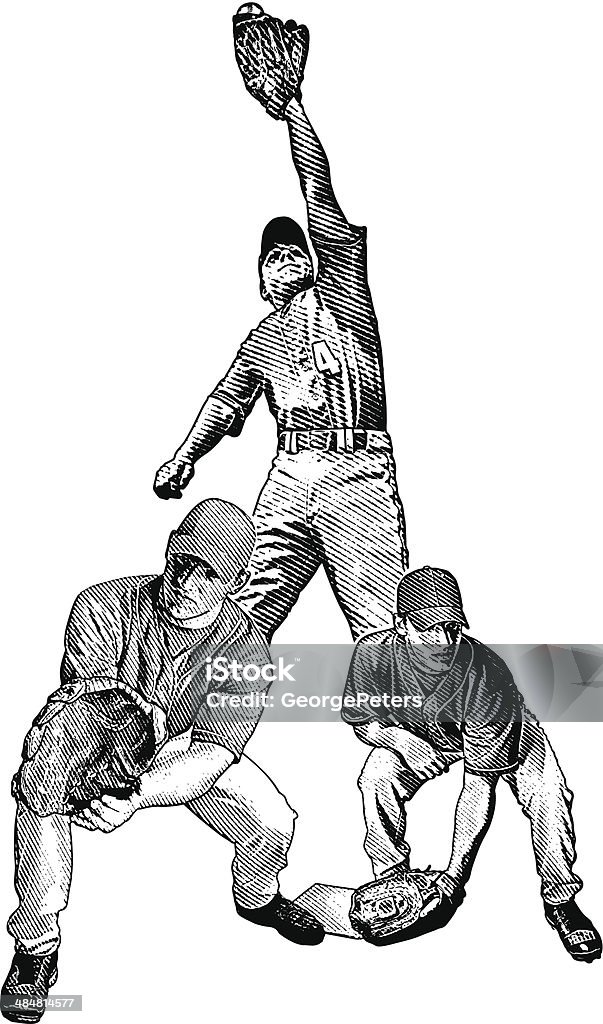 Vector Catching Baseball Baseball Players Catching Stock Illustration - Download Image Now ...