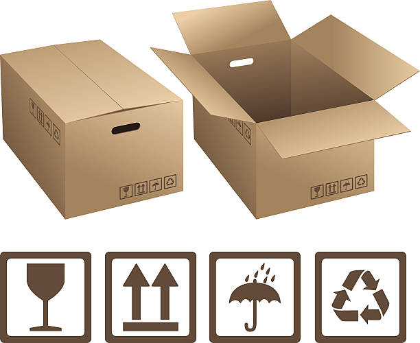 картонные коробки - cardboard box box open carton stock illustrations