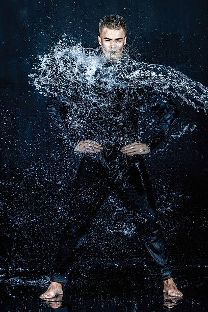 istock Water splash photography. Stop water liquid men in studio 484816755