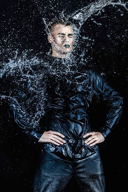 istock Water splash photography. Stop water liquid men in studio 484816925