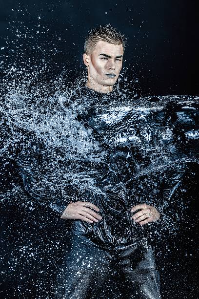 istock Water splash photography. Stop water liquid men in studio 484816951