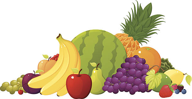 illustrazioni stock, clip art, cartoni animati e icone di tendenza di pile di frutta - peach fruit portion orange