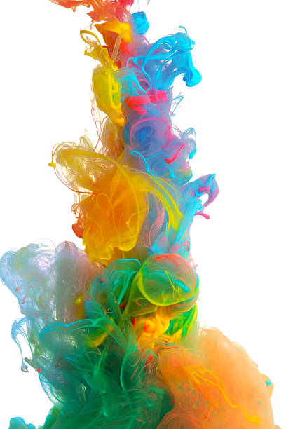 istock Clouds of bright colorful ink mixing in water 484825668