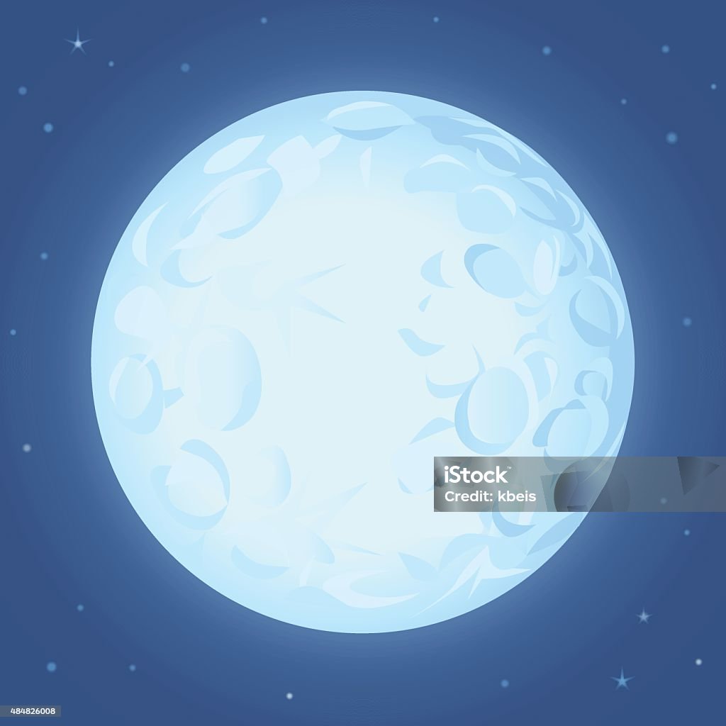 Full Moon Illustration of a bright full moon on a dark blue nightly sky full of stars. Vector illustration with space for text. EPS 10. Moon Surface stock vector