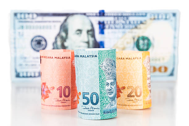 istock Close up of Malaysia Ringgit currency note against US Dollar 484828188