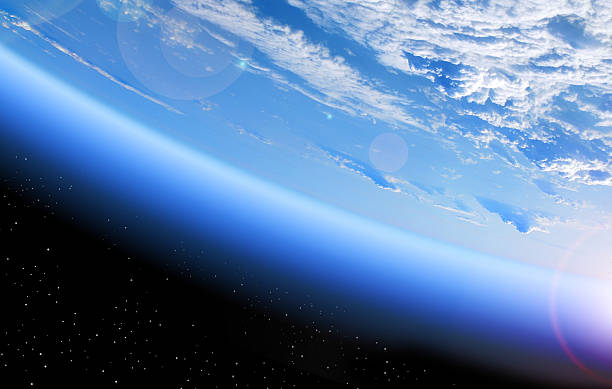 view of Earth from space view of the Earth from space, blue planet and deep black space ozone layer photos stock pictures, royalty-free photos & images