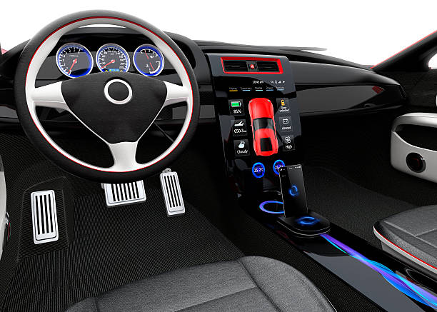 istock Futuristic electric vehicle dashboard and interior design. 484830890