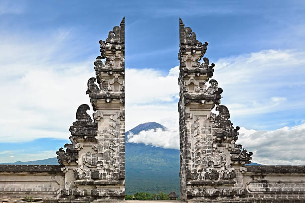 istock Symbol Bali - hindu temple on Agung mount background 484830962