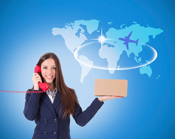 istock girl with phone and cardboard box isolated 484831402