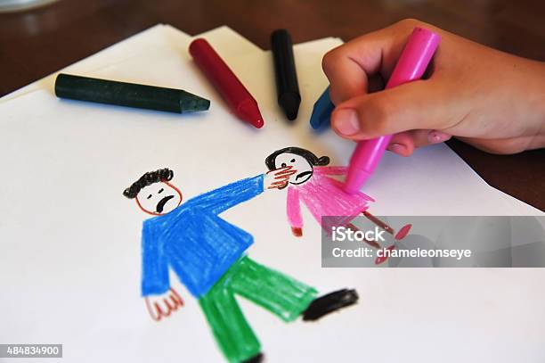 Drawing Shows Young Girls Inner Feelings About Being Abused Stock Photo - Download Image Now
