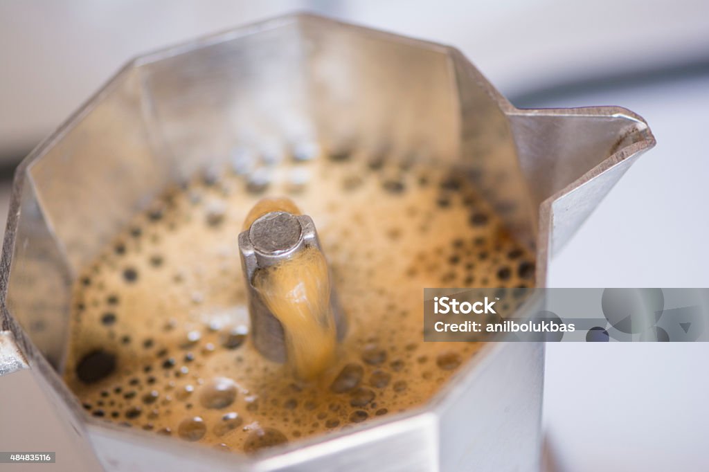Vintage Espresso Making Coffee with a Moka Pot 2015 Stock Photo