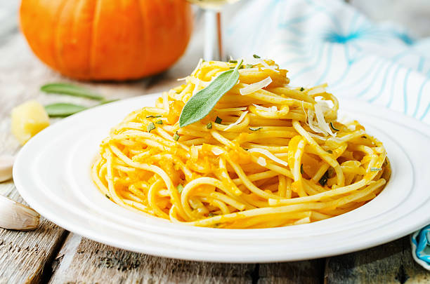 pumpkin pasta with Parmesan cheese and sage