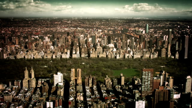 Vintage aerial view of Uptown Manhattan. 2 shots in 1.