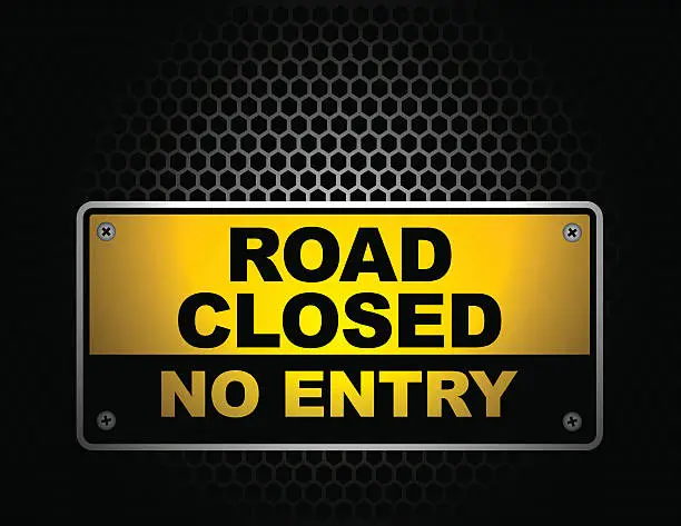 Vector illustration of Road Closed Sign