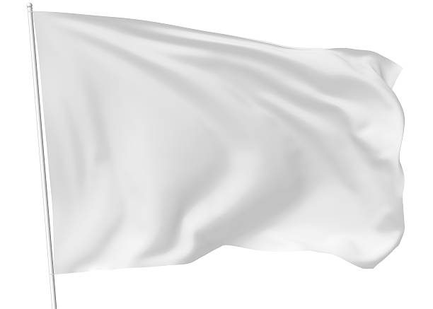 White flag on flagpole White flag on flagpole flying in the wind isolated on white, 3d illustration flag stock pictures, royalty-free photos & images