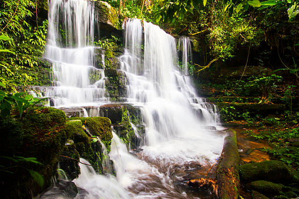 istock waterfall in deep forest of Thailand. 484844778
