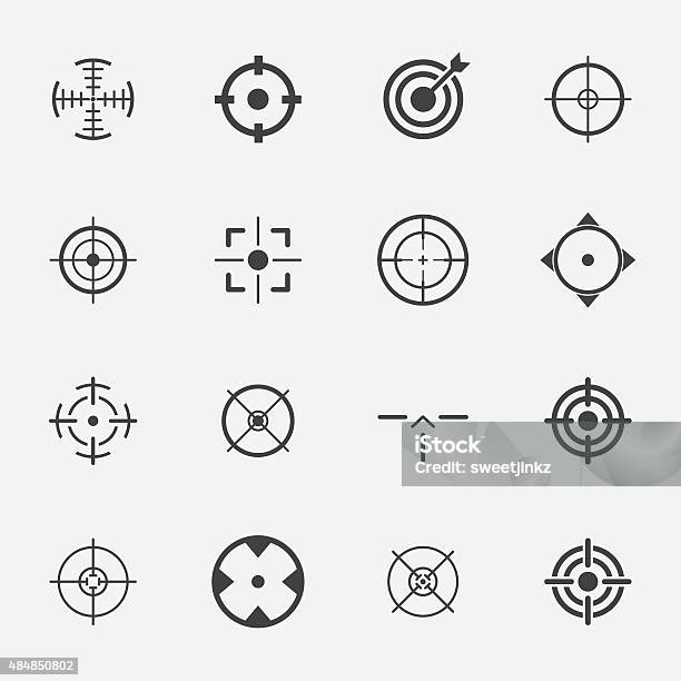 Crosshairs Icon Set Stock Illustration - Download Image Now - Icon Symbol, Image Focus Technique, Focus - Concept