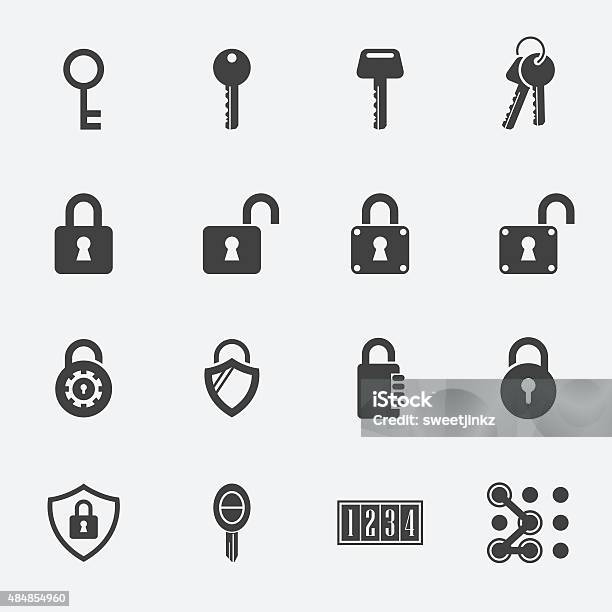 Keys Lock Vector Icons Stock Illustration - Download Image Now - Key, Icon Symbol, Computer Key