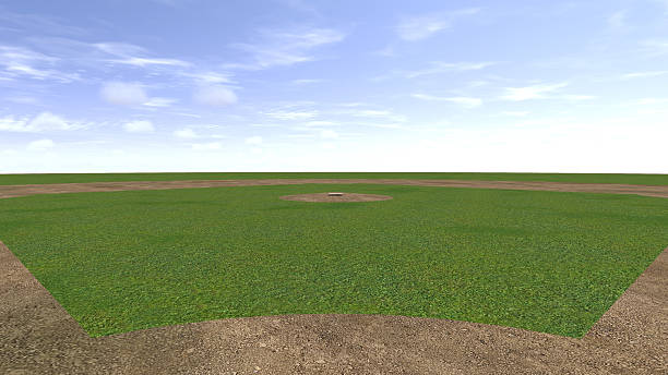 campo de basebol - field baseball grass sky imagens e fotografias de stock