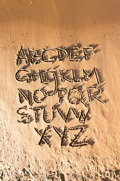 istock Latin alphabet handwriting on the sand. 484855432