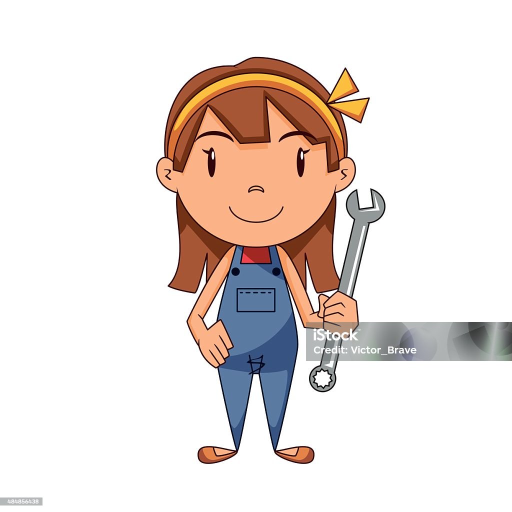 Girl Mechanical Engineer Stock Illustration - Download Image Now - Wrench,  Auto Mechanic, Child - iStock