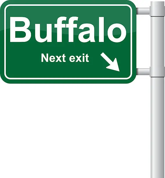 Vector illustration of Buffalo next exit green signal vector