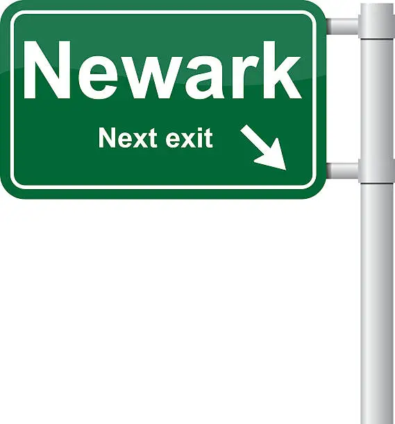 Vector illustration of Newark next exit green signal vector
