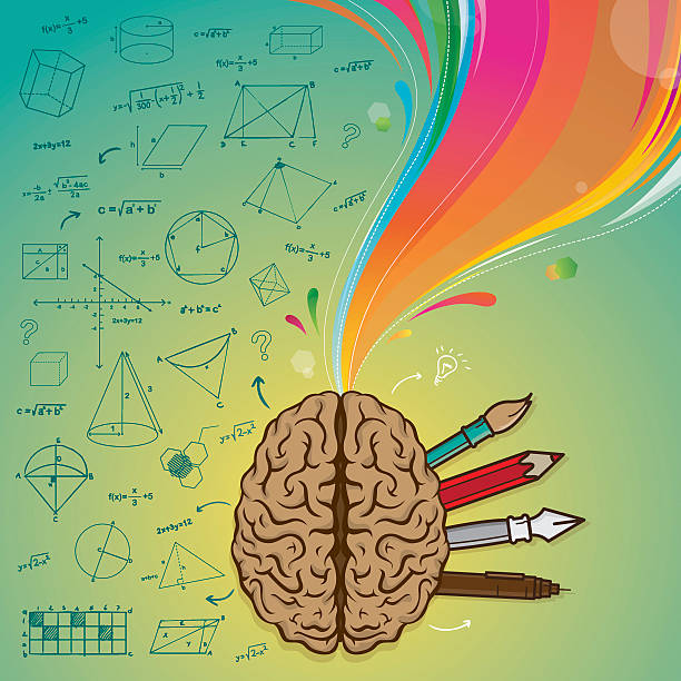 Left brain right brain Human brain illustration with left analytical and right creative parts. Eps10. This illustration contains transparent and blending mode objects. Included files; Aics3 and Hi-res jpg. big idea stock illustrations