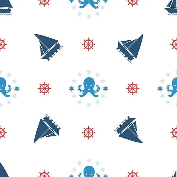 Photo of Sea seamless patterns. Vector collection.