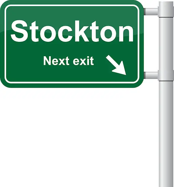 Vector illustration of Stockton next exit green signal vector
