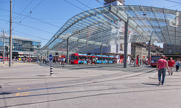 Bahnhofplatz square in Bern stock photo