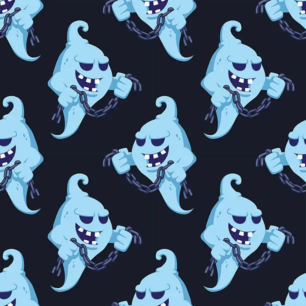 Vector illustration of Halloween Seamless Ghost Pattern