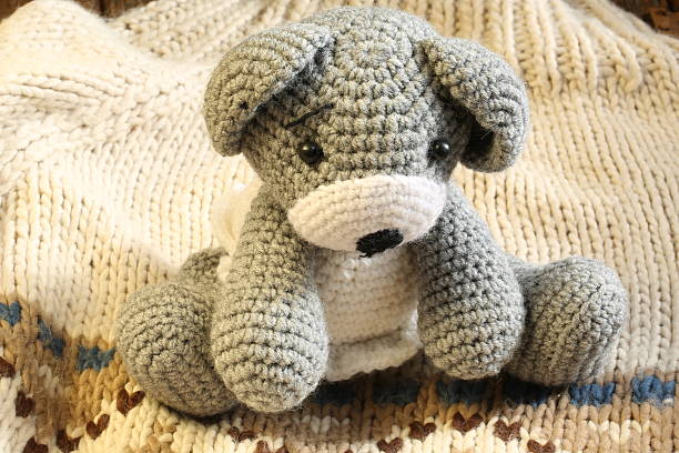 istock knitted toy bear hand made retro vintage 484872676