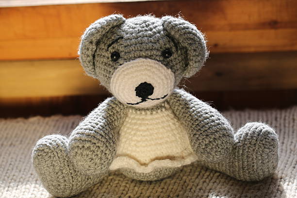 istock knitted toy bear hand made retro vintage 484872732