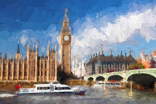 Famous Big Ben in London, England, United Kingdom, ARTWORK STYLE