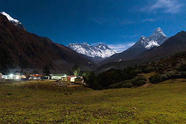 istock Mountain peaks  Everest Ama Dablam Nuptse Lhotse night. Nepal. 484874812