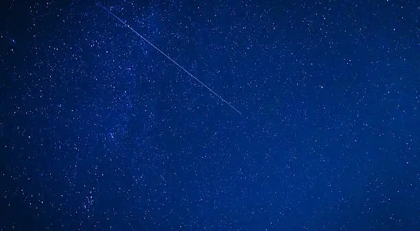 Perseids Meteor Shower in Upper Franconia, Germany on a clear night. High ISO night Picture