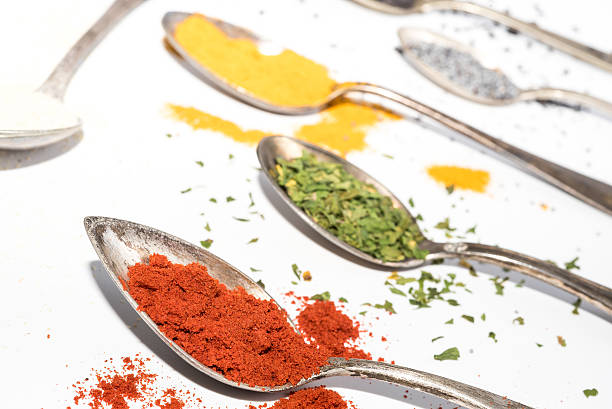 istock different kinds of dried spices on metal spoons 484881240