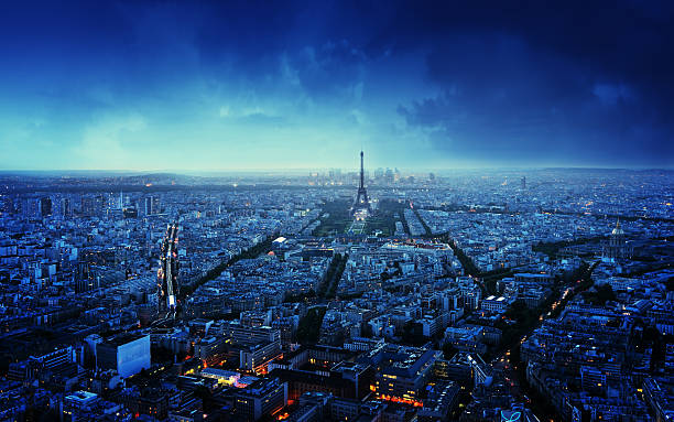 istock Paris skyline at sunset, France 484888056