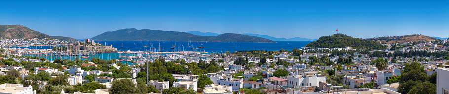 Bodrum, Turkey - June 22, 2014: Bodrum Castle (Turkish: Bodrum Kalesi), located in southwest Turkey in the port city of Bodrum, was built from 1402 onwards, by the Knights of St John as the Castle of St. Peter or Petronium. Taken on June 22, 2015.