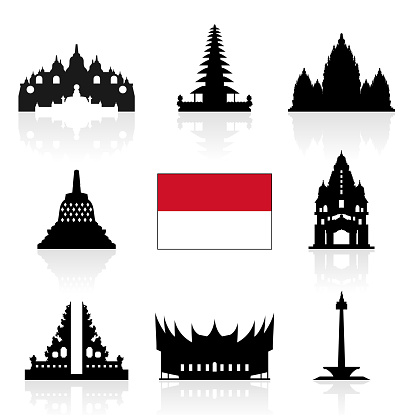 Indonesia Travel Icons. Vector and Illustration