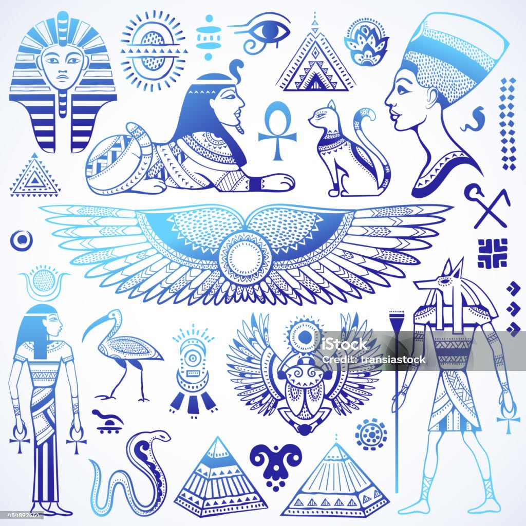 Set of Vector isolated Egypt symbols Set of Vector isolated Egypt symbols and objects 2015 stock vector