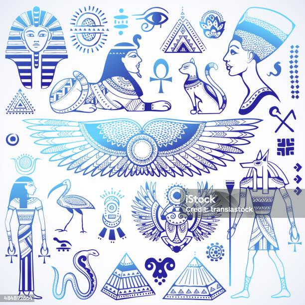 Set Of Vector Isolated Egypt Symbols Stock Illustration - Download Image Now - 2015, Adult, Animal