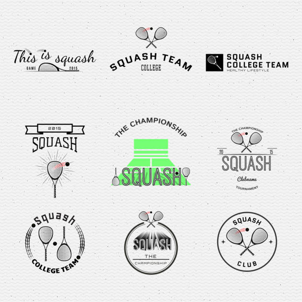 ilustrações, clipart, desenhos animados e ícones de abóbora logotipos de emblemas e etiquetas para qualquer uso - squash tennis