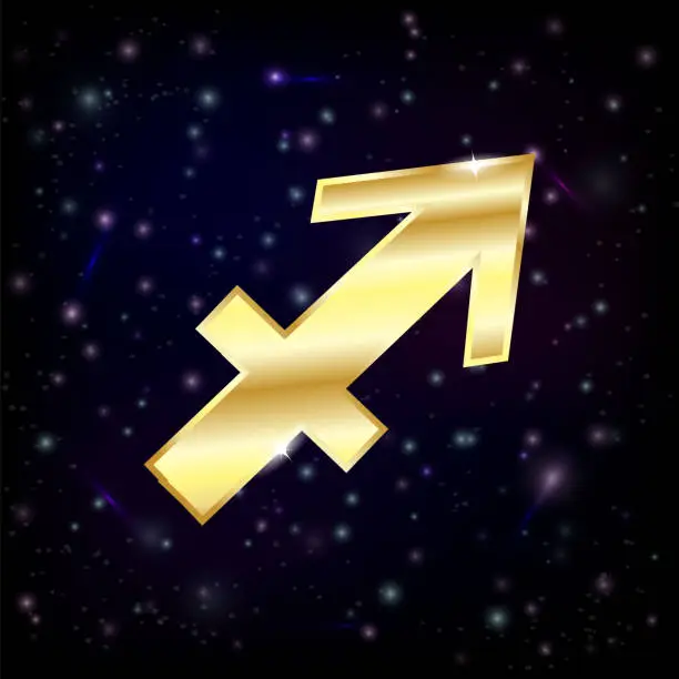 Vector illustration of Golden Sagittarius zodiac sign