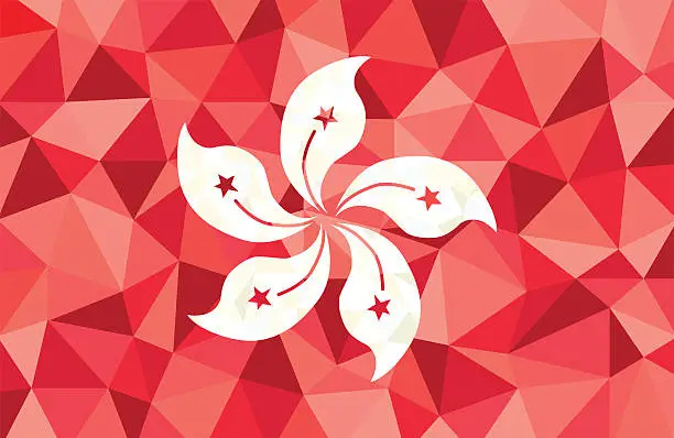 Vector illustration of Hong Kong Flag low poly style